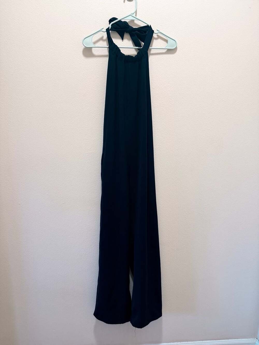Zara Basic Halter Neck Wide Leg Jumpsuit Size XS Navy